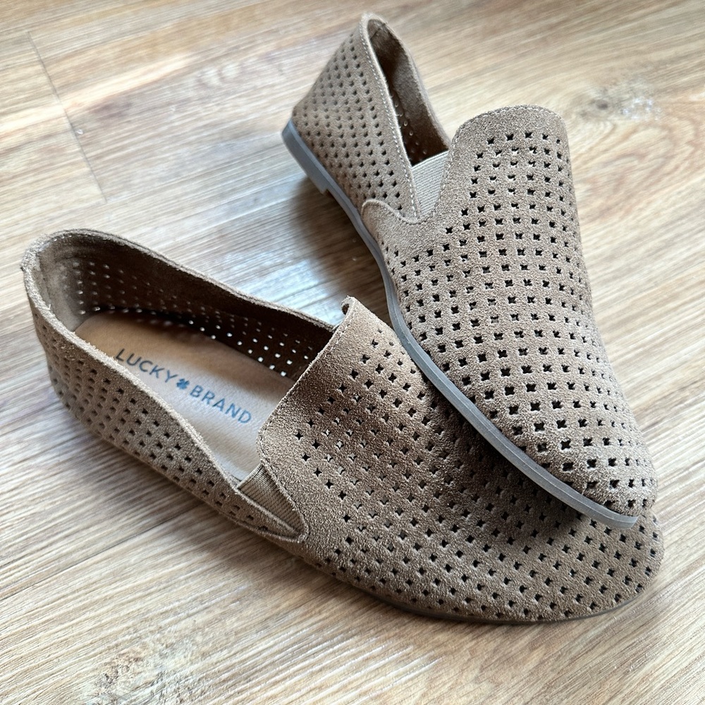 Lucky Brand Cut Out Suede Loafers Size 8
